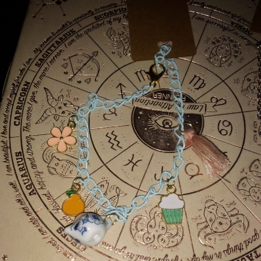 Charming Blue Teapot Bracelet with Charms